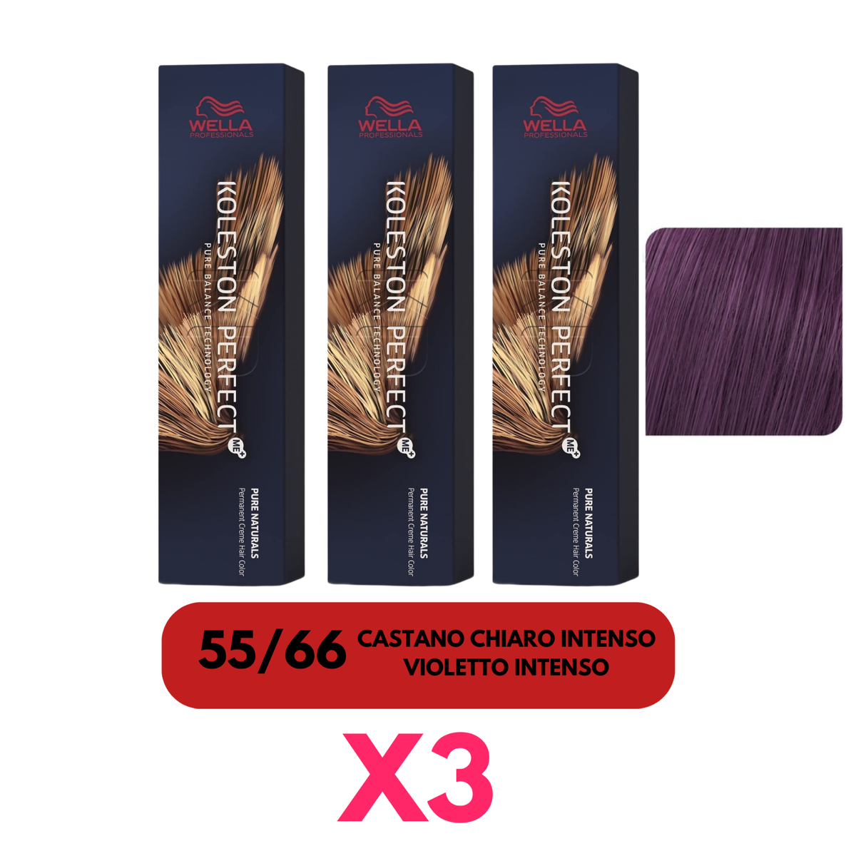 X3 Wella Koleston 55/66 Chestnut Light Intense Violet Intense
