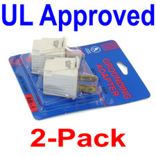 2-Pack UL Approved 3 Prong Plug To 2 Prong Wall Outlet Adapters 10A-15A