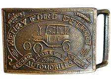 Henry Ford Model T Detroit Metal Belt Buckle Only Vintage