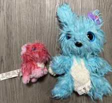 Scruff A Luvs Plush Blue Bunny  Stuffed Animal With Bow And Kitten Lot Of 2