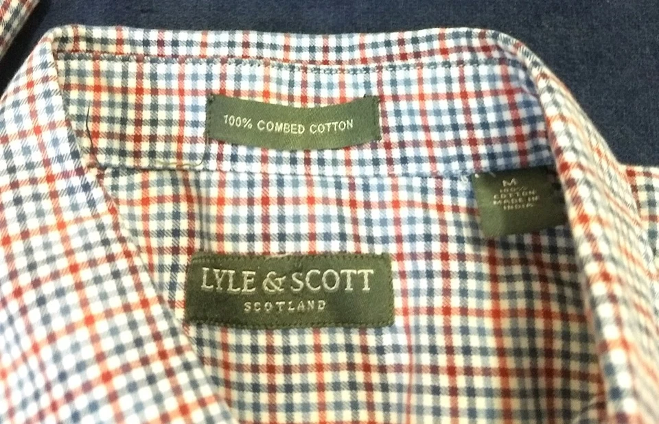 Camisa a Cuadros Roja Abotonada LYLE & SCOTT Para Hombre 100% ALGODÓN PEINADO L/S Talla M Usada en Excelente Condición  Foto 3 de 3