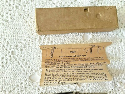 Post Electric Company Bead Stringer Knot Tyer Vintage Original Box Instructions