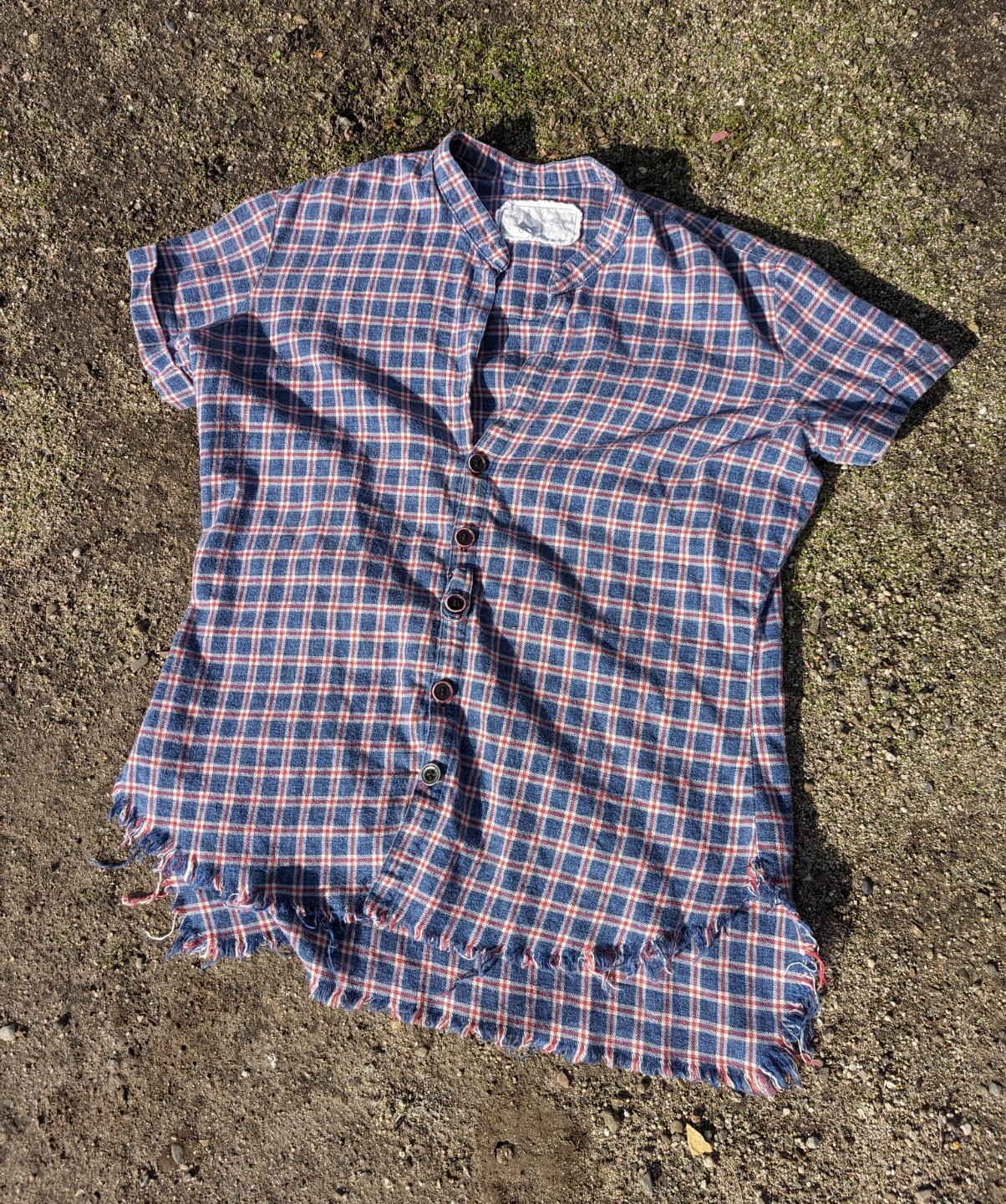 Greg Lauren Womens Button Up Collared Split Plaid… - image 1