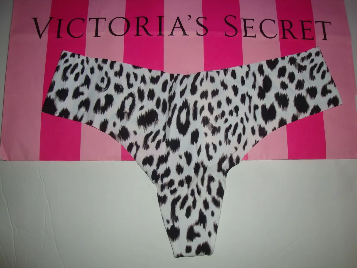 NEW VICTORIA'S SECRET NO-SHOW THONG PANTY WHITE CHEETAH ANIMAL PRINT SIZE  XL