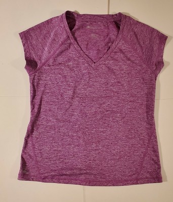 Ideology V-Neck Women's T-Shirt Purple Medium Heather Activewear