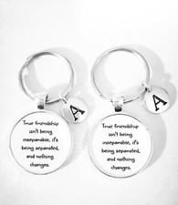 Best Friend Keychain Set True Friendship Long Distance Initial Gift Set