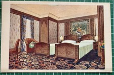 ASAMA MARU POSTCARD JAPAN USWC NYKTHE BED-ROOM OF THE SUITE BEFORE 1945