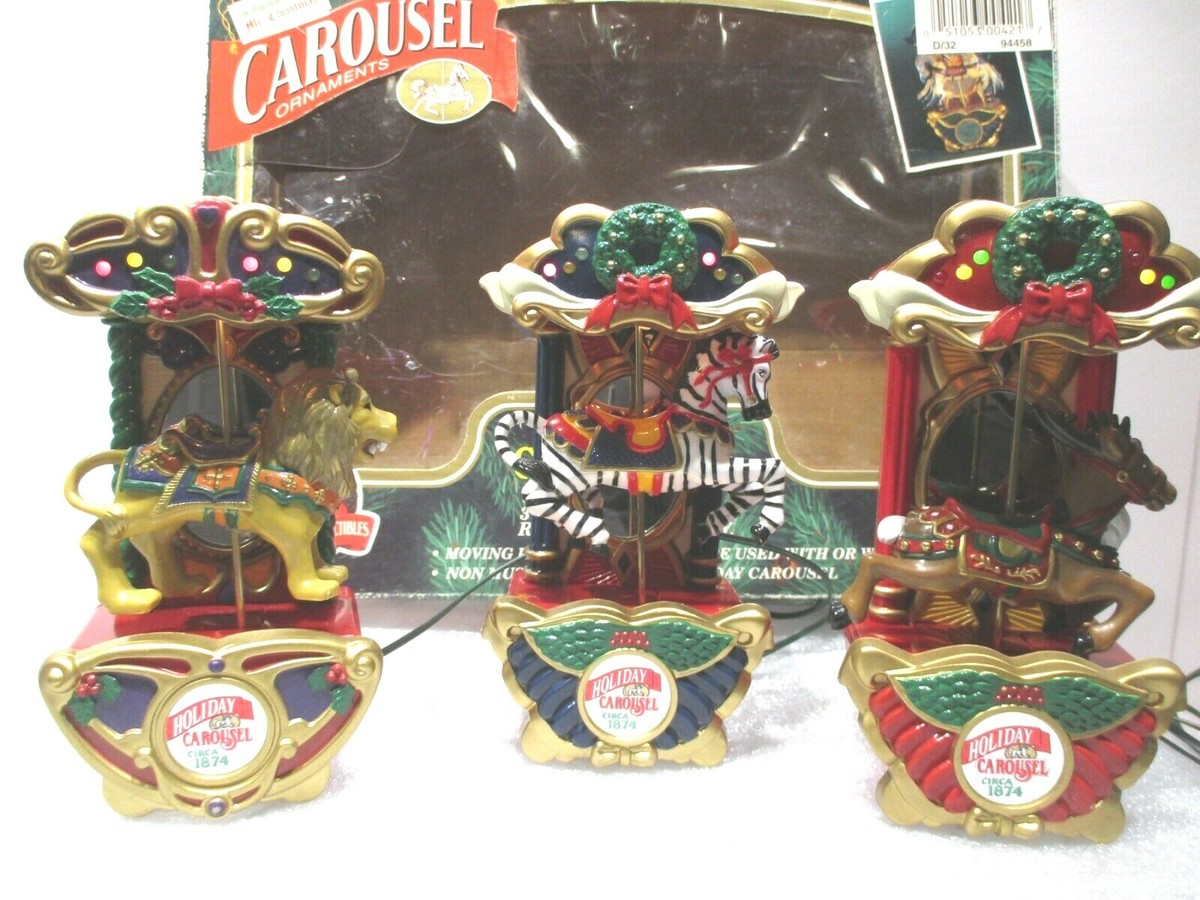 Vintage 1993 Mr Christmas Carousel Ornaments Circus Animals Set Of