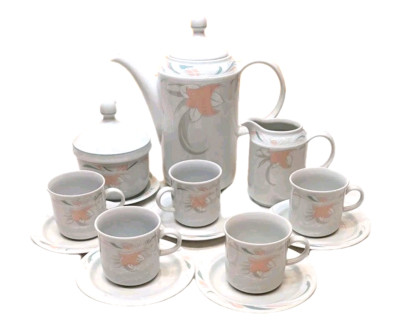 KAHLA PORCELAIN TEA/DEMITASSE COFFEE SET! 14 PCS! GDR EAST GERMANY VTG