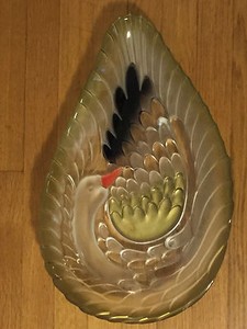 SWAN ART DECO GLASS TRAY BOWL BEAUTIFUL DESIGN COLORS vintage
