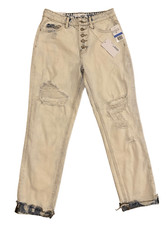 Nwt Vervet By Flying Monkey Emma Mom Lightwash Jeans Straight Leg Denim Destroye