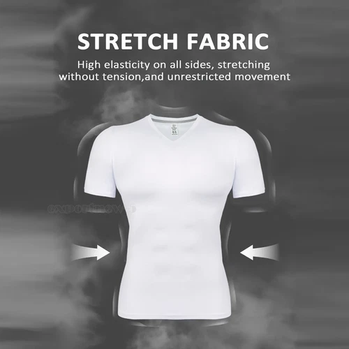 Camisa de compresión para hombre capa base torso deportivo manga corta gimnasio seco rápido camiseta - Imagen 4 de 26