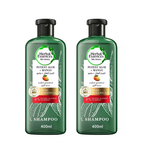 2X Herbal Essences Sulfate-Free Potent Aloe & Mango Color Protect Shampoo 400ml - Image 2 of 3
