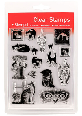 Clear Stamp Set - Katzen - 16-teilig ~14x18cm - Stempel Transparent 46805