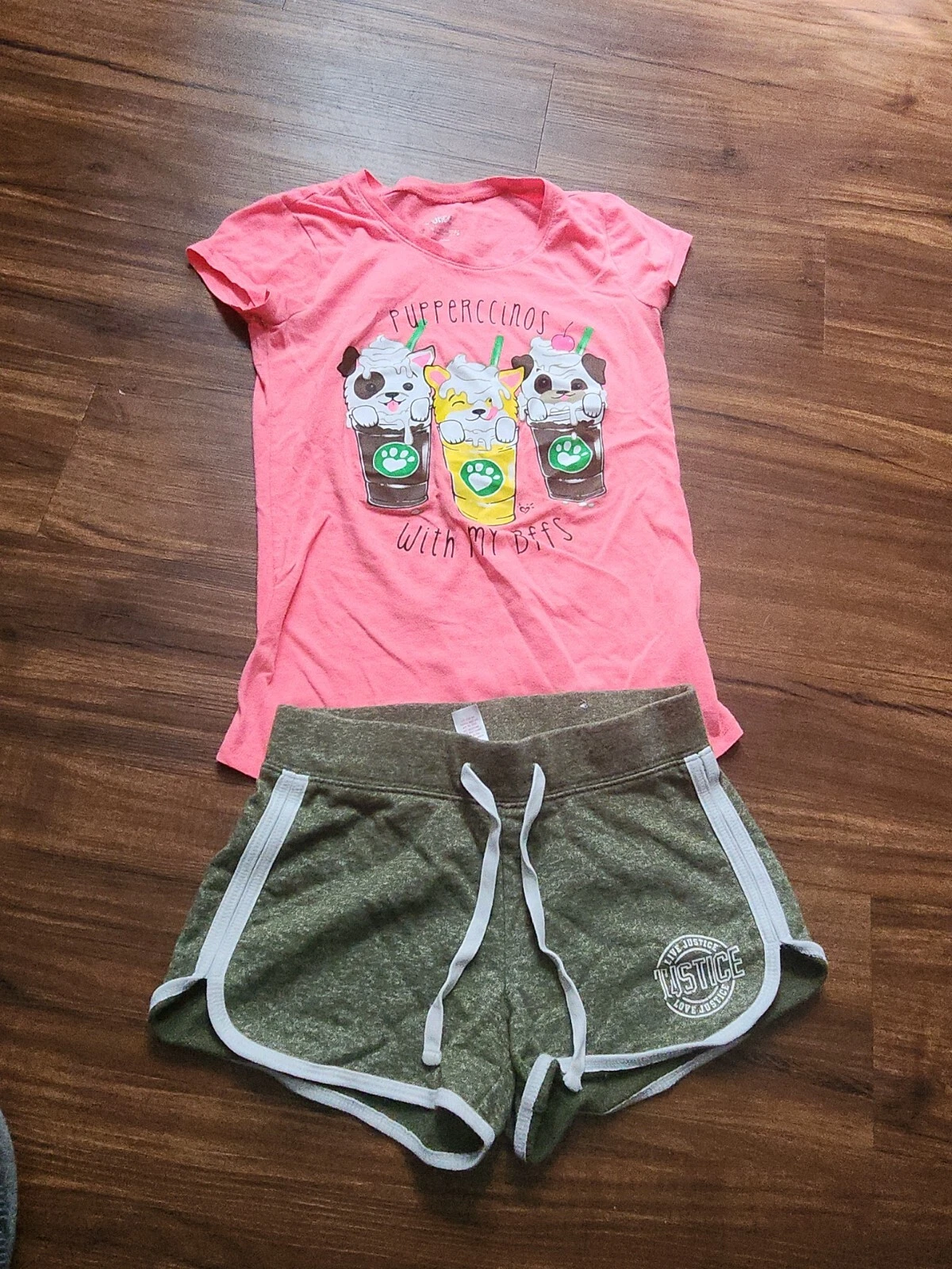 JUSTICE SHORTS OUTFIT GIRLS KIDS SIZE 10-12 MULTICOLORED