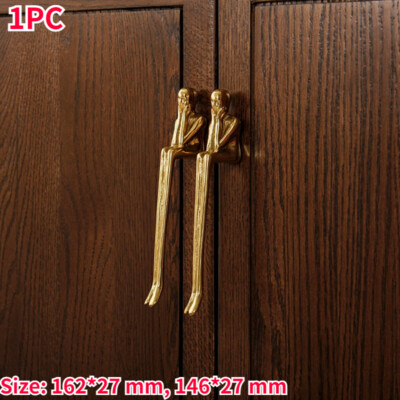 3D Thinker Shaped Furniture Handles Brass Cabinet Wardrobe Pull Knob  Hardware