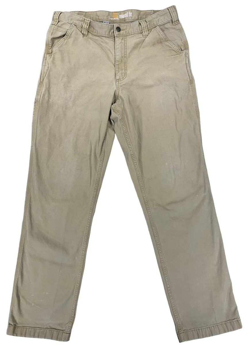 Carhartt Pants Mens 36x34 actual 36x31 Beige Relaxed Fit Stretch