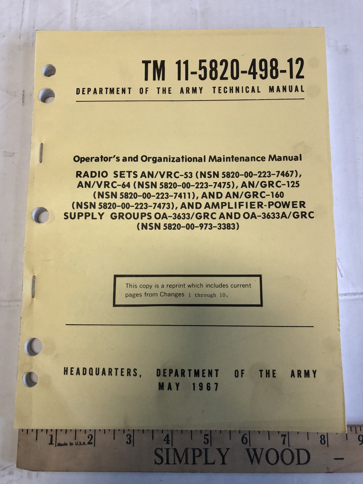 RADIO SETS Repair AN/VRC-53, AN/VRC-64, AN/GRC-125, Manual TM 11-5820 ...