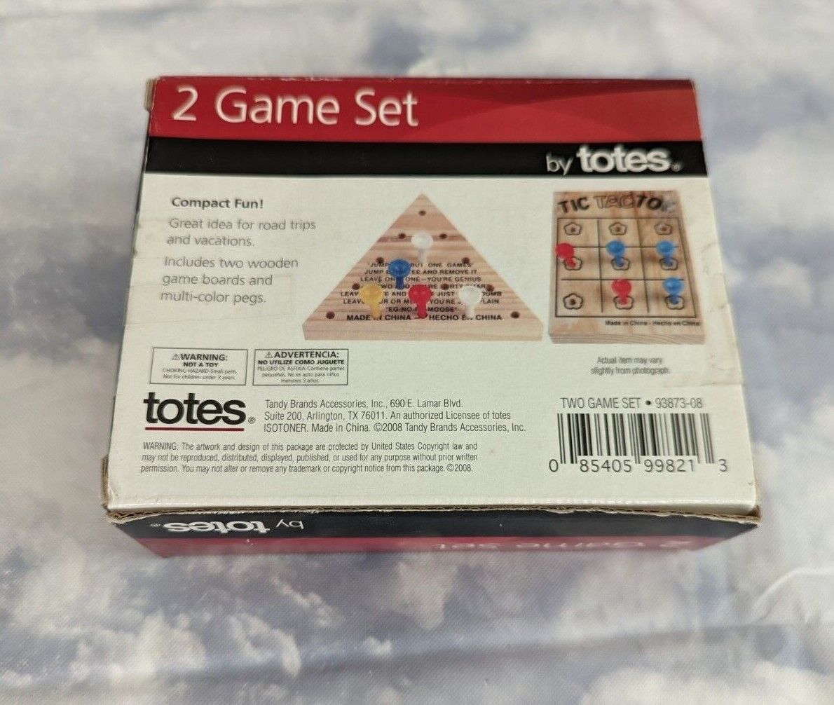 Wood-Peg Games-Hand Held-Travel-Lot of 2 Board Games - Solitaire  Tic-Tac-Toe