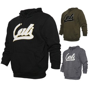 Mens Pullover Sweatshirt Hoodie Fleece Lining Front Embroidered Sherpa Cali - Click1Get2 Offers