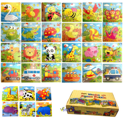 Holzpuzzle Puzzle Bildung Lernspielzeug Tier, Fahrzeug Perfekt Kinder Geschenk