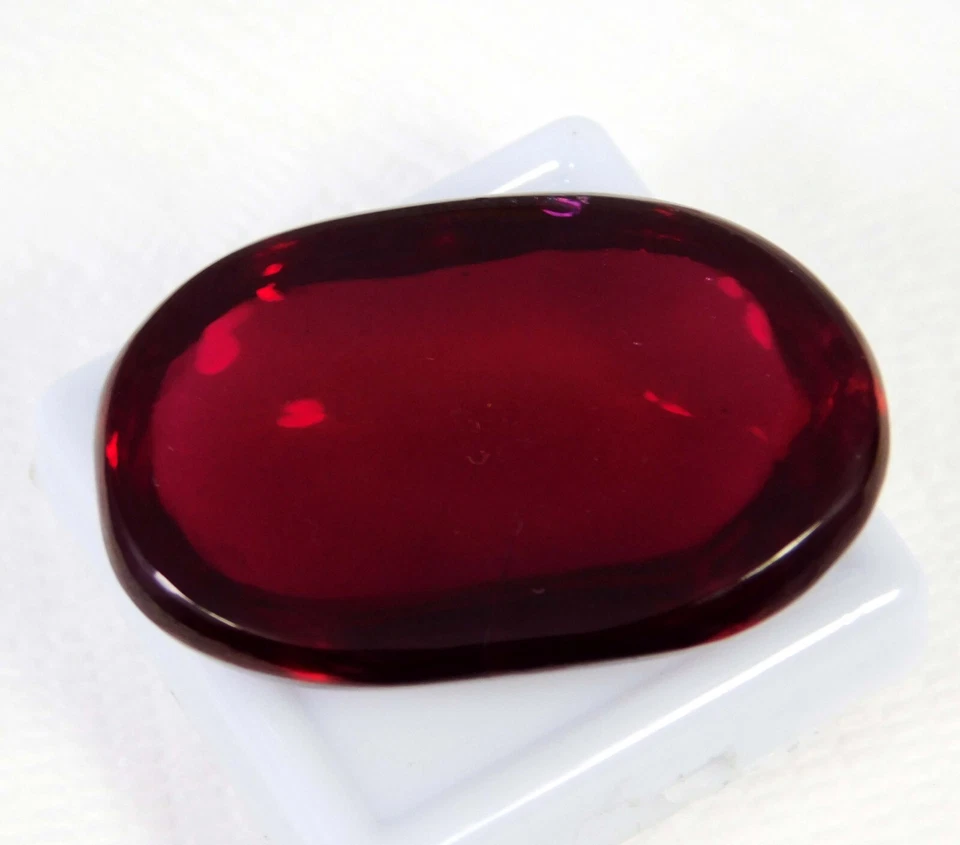Certified 88.25 Ct Natural Burma Red Ruby Oval Cabochon Cut Loose Gemstone - Image 4 of 4