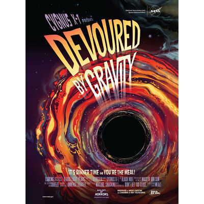 NASA Galaxy Horrors Devoured Gravity Cygnus X-1 Dinner Time Filmplakat 18 x 24 Zoll