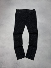 Just Cavalli Vintage All Printed Grape Embroidered Black Pants Slim Fit Size 28