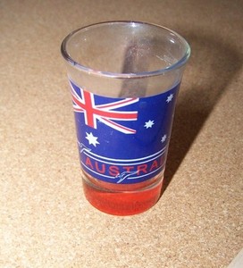 Australia flag shot glass shotglass red bottom