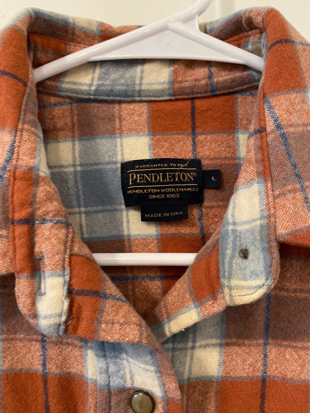 Pendleton Wool Button Down Shirt Size Large Orang… - image 3