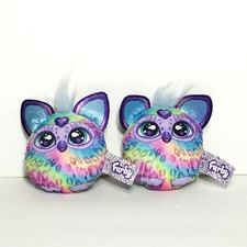 Sonic Wacky Pack Plush Furby Lot of 2 Tie Dye Cheetah Print Rainbow 3" 2023