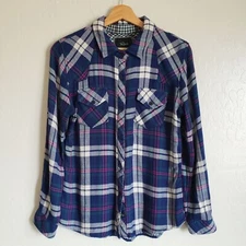 Rails Hunter Plaid Soft Flannel Button Down Shirt Blue Multi Size Women's Medium