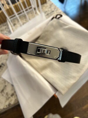 Hermès Kelly 18 Belt Black Epsom Palladium | Full Set Receipt Worn Once NEW HERMES black Epsom Kelly 18 Belt One Size Adjustable  main image 4
