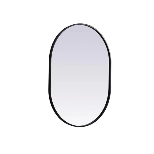 Elegant Decor Asha 27x36" Oval Modern MDF Wood/Iron Mirror in Black - Picture 5 of 11