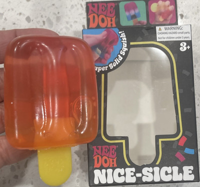 Nee Doh Nice-Sicle Super Solid Squish Tactile Squeeze Toy Orange Yellow Ages 3+