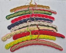 Lot of 10 Vintage Crocheted Knitted Hangers MCM Retro Handmade Groovy 70s Colors