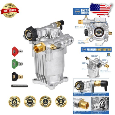 #ad #ad 3 4quot; Shaft Pressure Washer Pump 3200 PSI 2.5 GPM Horizontal Aluminum Brass $109.99