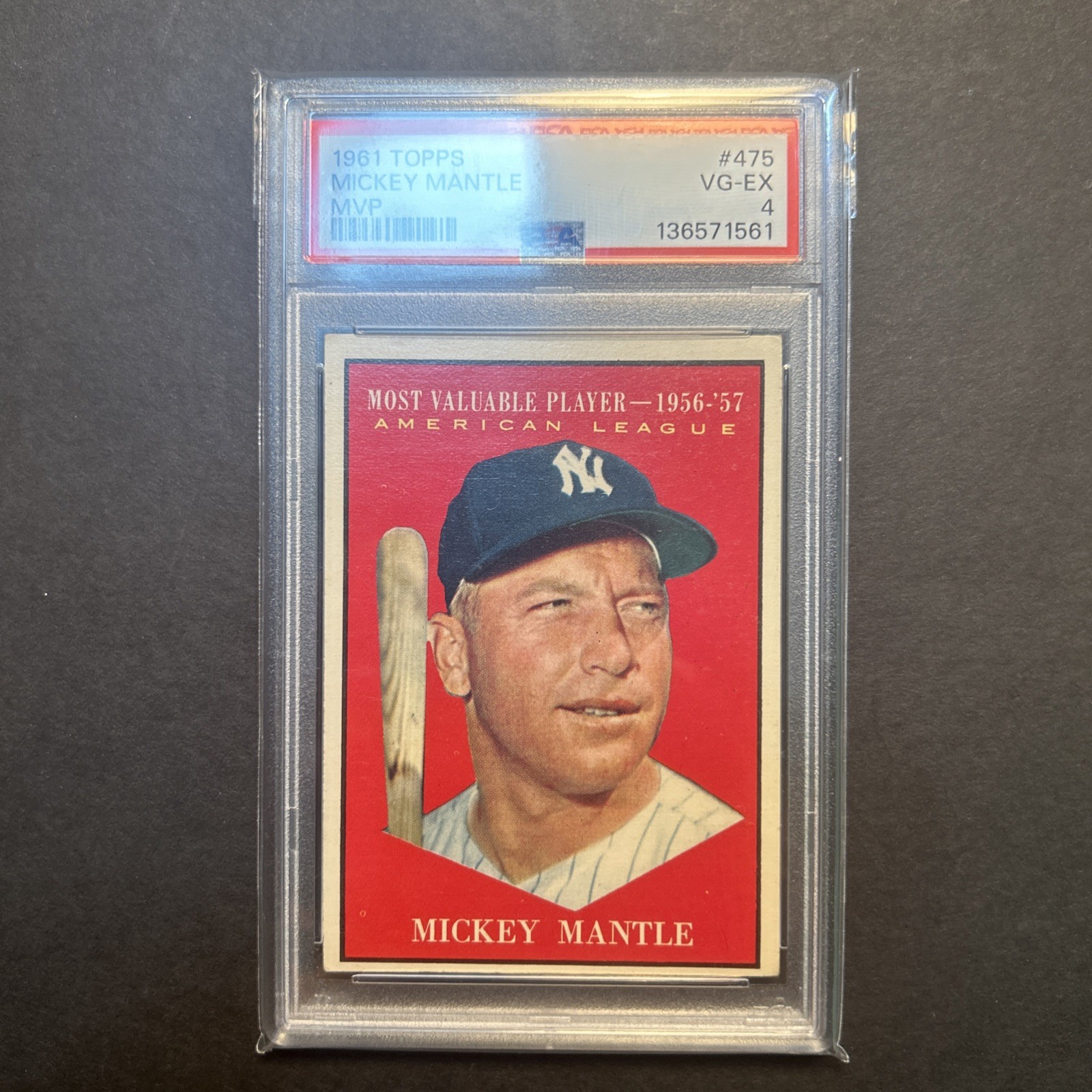 1961 Topps Set-Break #475 Mickey Mantle Mvp PSA 4 VG-EX GREAT COLOR!! view 4