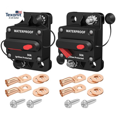 50 Amp Circuit Breaker, Waterproof Marine Circuit Breaker 12V 24V 48V Resettable