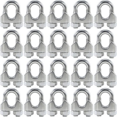 20 Pcs M3 Stainless Steel Wire Rope Cable Clips 1/8 Inch Clamp Set