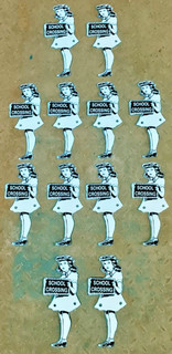 12XSchool Crossing Girl Mascot PORCELAIN ENAMEL SIGN BOARD SIZE 8"X3.5" INCHES