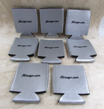 8 Pack Snap On Tools Foam 12 Oz. Beer Soda Pop Can Coolers Gray Black Logo