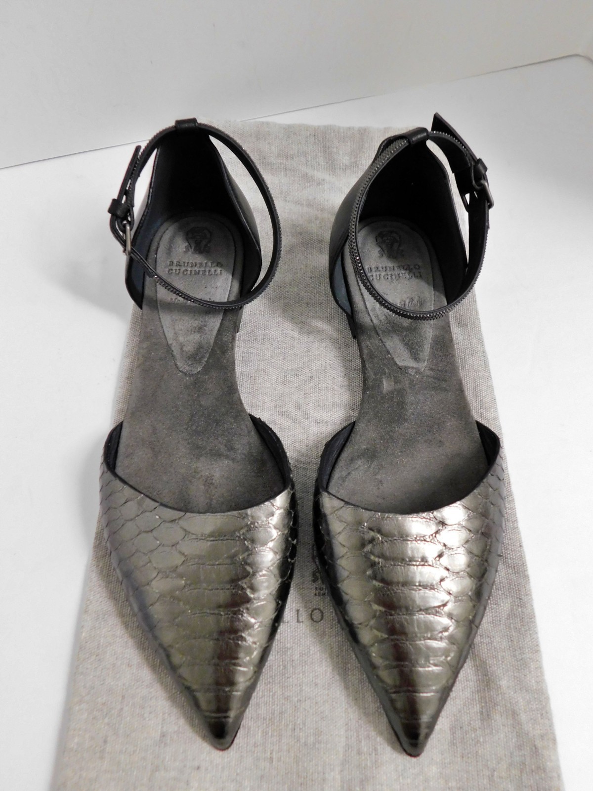 Brunello Cucinelli  Python Flats Pewter Black $10… - image 3
