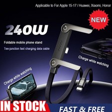 2-in-1 Invisible Holder-Charger Cable  240W Fast Charging Cord with Phone Stand