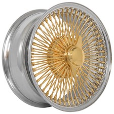 Fwd 100-spoke Sl La Wire Wheels 17x8 Gold Center With Chrome Lip Rims 4pcs C3 Fwd 100-spoke Sl La Wire Wheels 17x8 Gold Center With Chrome Lip Rims 4pcs C3