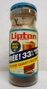 VINTAGE 1980's LIPTON INSTANT TEA GLASS JAR EMPTY