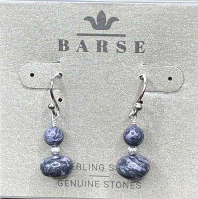 Barse Purple Jasper Beaded Earrings- Sterling Silver- NWT