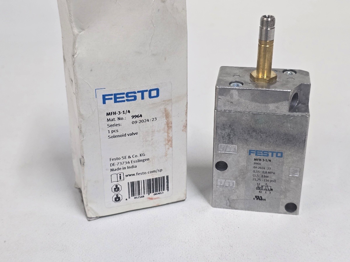 Festo MFH 3 1/4 Solenoid Valve 9964 G1/4 3/2 Normally Closed 1.5 to 8 bar