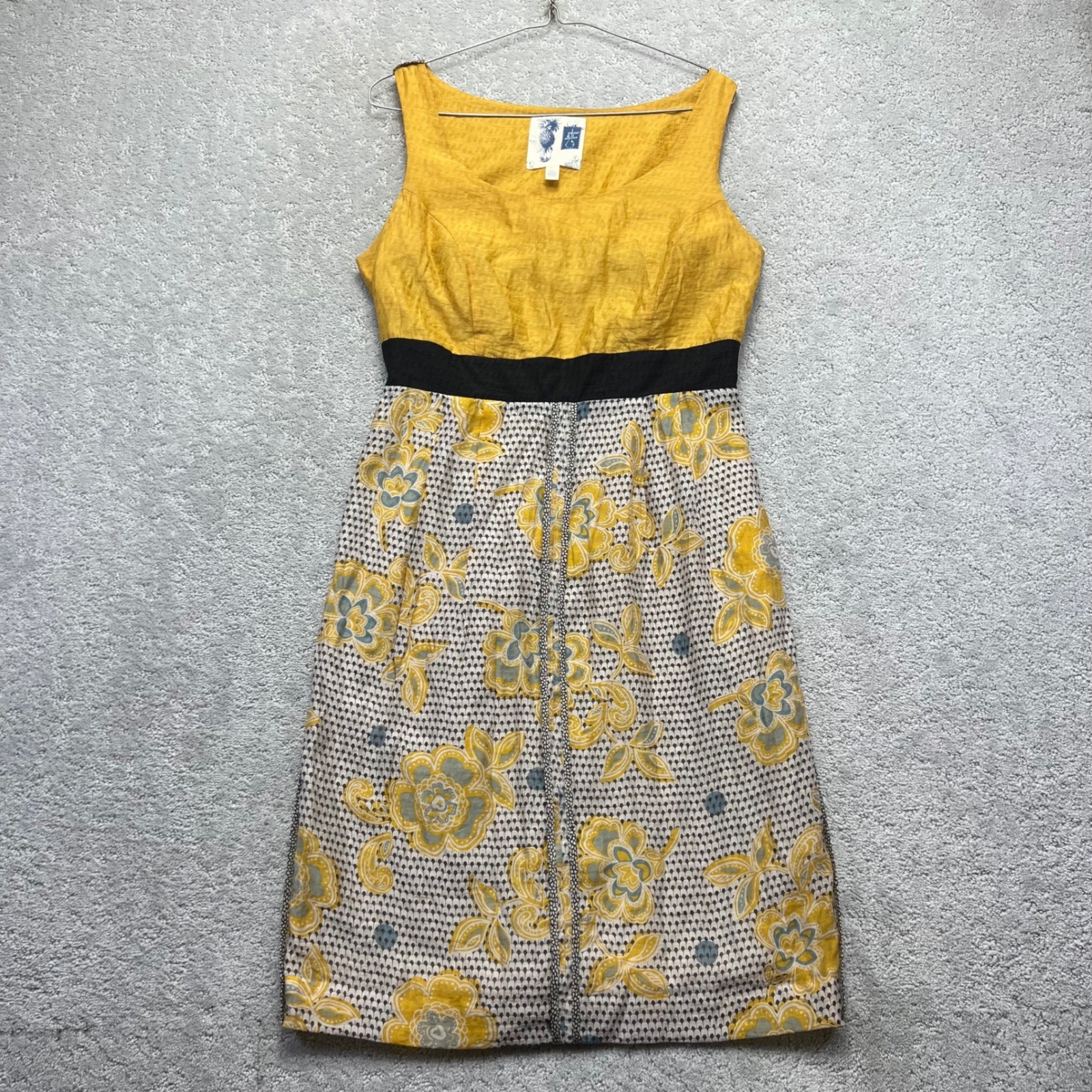 Edme & Esyllte Anthropologie Dress Womens Size Yellow Floral Sleeveless Midi
