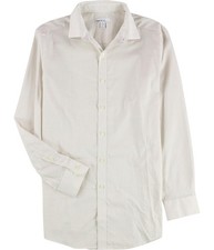bar III Mens Square Dobby Button Down Dress Shirt, whitetan, 17-17.5 Neck